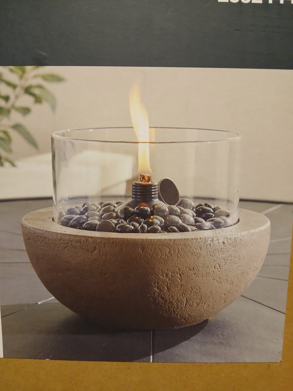 Taupe Stone Citronella Tabletop Lantern
